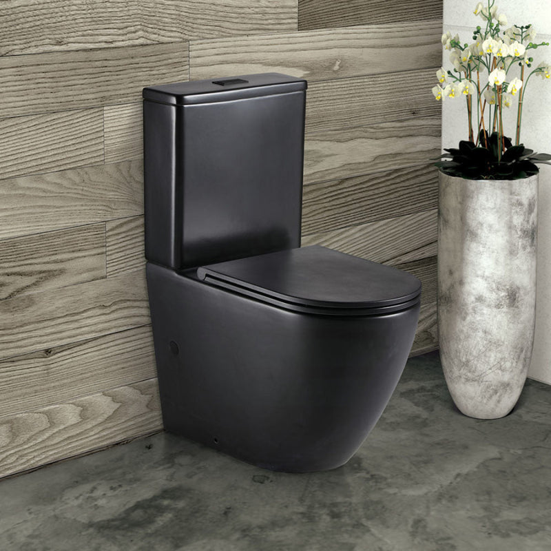 Fienza Koko Back - To - Wall Toilet Suite Rimless Slim Seat Matt Black Suites