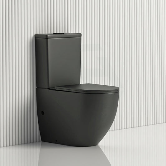 Fienza Koko Back - To - Wall Toilet Suite Rimless Slim Seat Matt Black Suites
