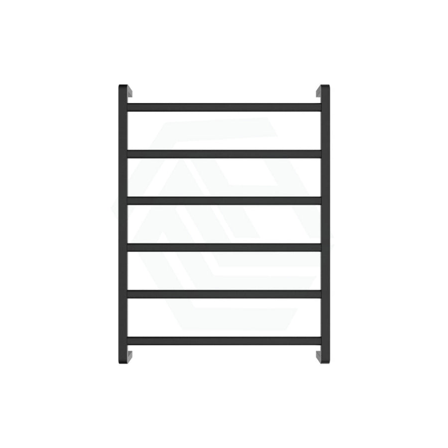 Fienza Koko Heated Towel Rail 600Mm 4/6/9 Square Bars Matt Black Rails