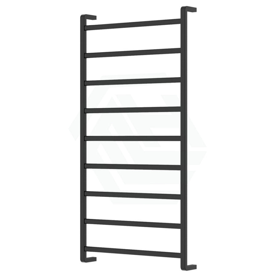 Fienza Koko Heated Towel Rail 600Mm 4/6/9 Square Bars Matt Black Rails
