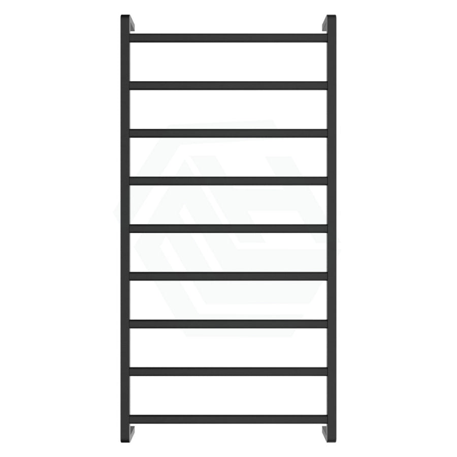 Fienza Koko Heated Towel Rail 600Mm 4/6/9 Square Bars Matt Black Rails