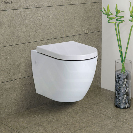 Fienza Koko Rimless Flush Gloss White Wall Hung Toilet Pan For Bathroom Pans