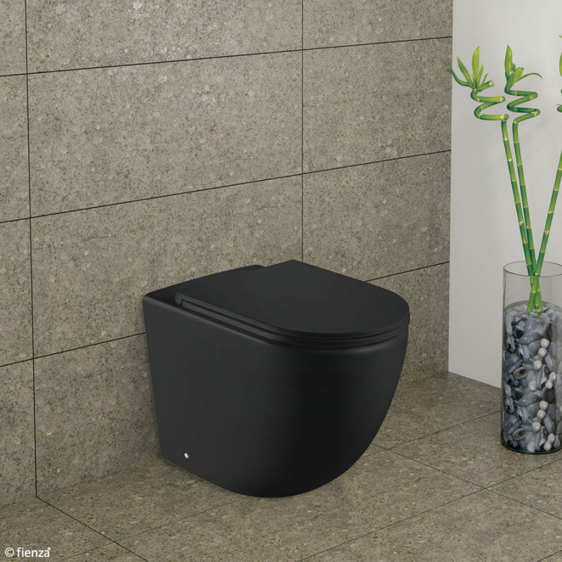 Fienza Koko Rimless Flush Matt Black Wall - Faced Toilet Pan For Bathroom Wall Floor Pans