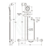 Fienza Luciana Care Chrome Inverted T Rail Shower Left/Right Hand With Handheld