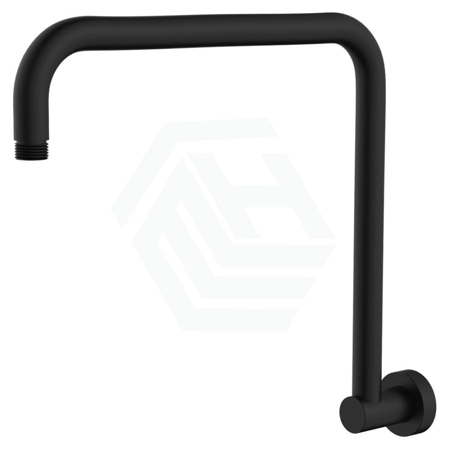 Fienza Round Matt Black Fixed Gooseneck Shower Arm Arms