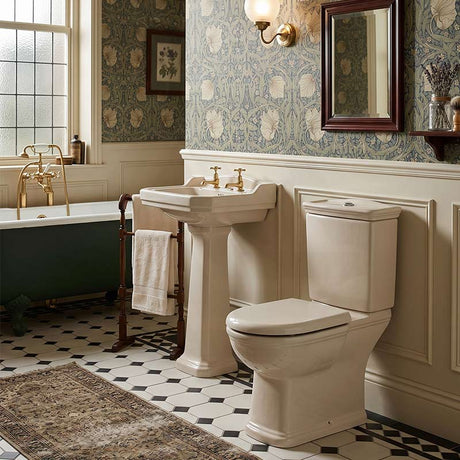 RAK Washington Close-Coupled Toilet Suite Vintage Boxed Rim Pan - Ivory