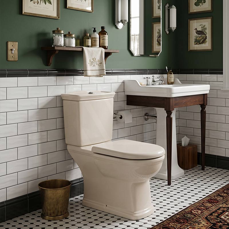 RAK Washington Close-Coupled Toilet Suite Vintage Boxed Rim Pan - Ivory