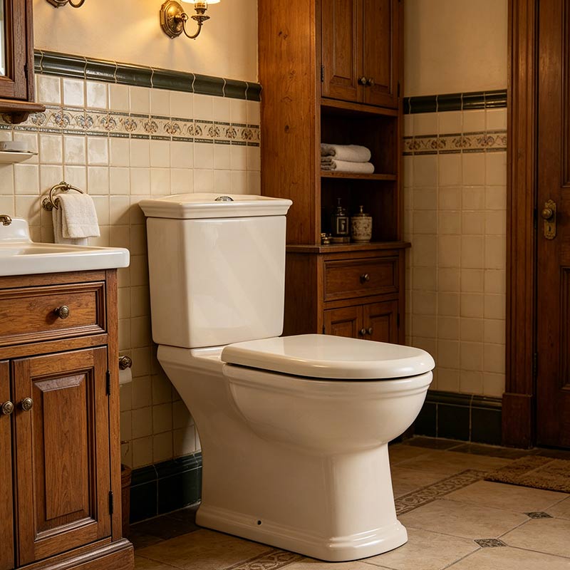 RAK Washington Close-Coupled Toilet Suite Vintage Boxed Rim Pan - Ivory