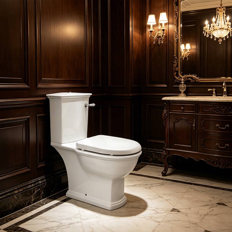RAK Washington Front Lever Close-Coupled Toilet Suite Boxed Rim Pan P-Trap or S-Trap Available - Alpine White
