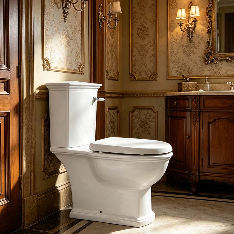 RAK Washington Front Lever Close-Coupled Toilet Suite Boxed Rim Pan P-Trap or S-Trap Available - Alpine White
