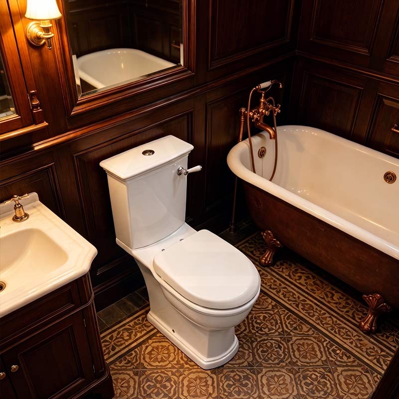 RAK Washington Front Lever Close-Coupled Toilet Suite Boxed Rim Pan P-Trap or S-Trap Available - Alpine White
