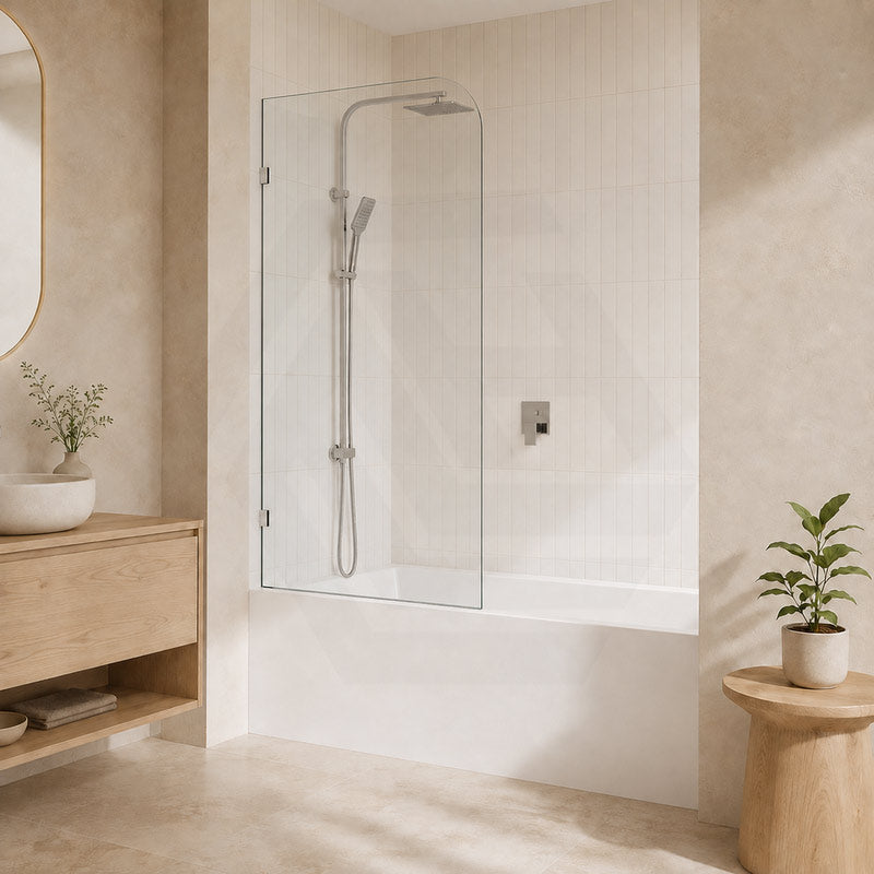 Fienza Curved Edge Fixed Frameless Bathtub Screen 10mm Glass 700/800x1500mm - Variant Colour Fittings