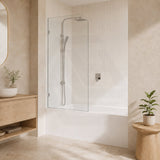 Fienza Curved Edge Fixed Frameless Bathtub Screen 10mm Glass 700/800x1500mm - Variant Colour Fittings