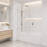 Fienza Curved Edge Fixed Frameless Bathtub Screen 10mm Glass 700/800x1500mm - Variant Colour Fittings