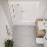 Fienza Curved Edge Fixed Frameless Bathtub Screen 10mm Glass 700/800x1500mm - Variant Colour Fittings
