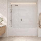 Fienza Curved Edge Fixed Frameless Bathtub Screen 10mm Glass 700/800x1500mm - Variant Colour Fittings