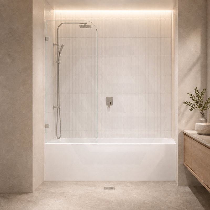 Fienza Curved Edge Fixed Frameless Bathtub Screen 10mm Glass 700/800x1500mm - Variant Colour Fittings