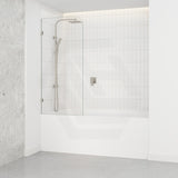 Fienza Curved Edge Fixed Frameless Bathtub Screen 10mm Glass 700/800x1500mm - Variant Colour Fittings