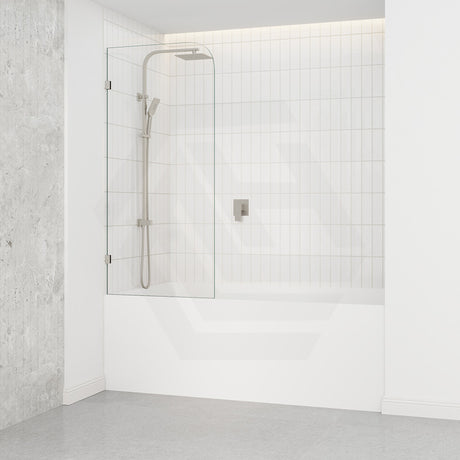 Fienza Curved Edge Fixed Frameless Bathtub Screen 10mm Glass 700/800x1500mm - Variant Colour Fittings