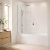 Fienza Curved Edge Fixed Frameless Bathtub Screen 10mm Glass 700/800x1500mm - Variant Colour Fittings