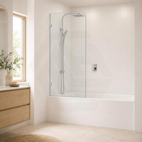 Fienza Curved Edge Fixed Frameless Bathtub Screen 10mm Glass 700/800x1500mm - Variant Colour Fittings