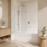 Fienza Curved Edge Fixed Frameless Bathtub Screen 10mm Glass 700/800x1500mm - Variant Colour Fittings