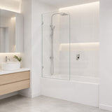 Fienza Curved Edge Fixed Frameless Bathtub Screen 10mm Glass 700/800x1500mm - Variant Colour Fittings