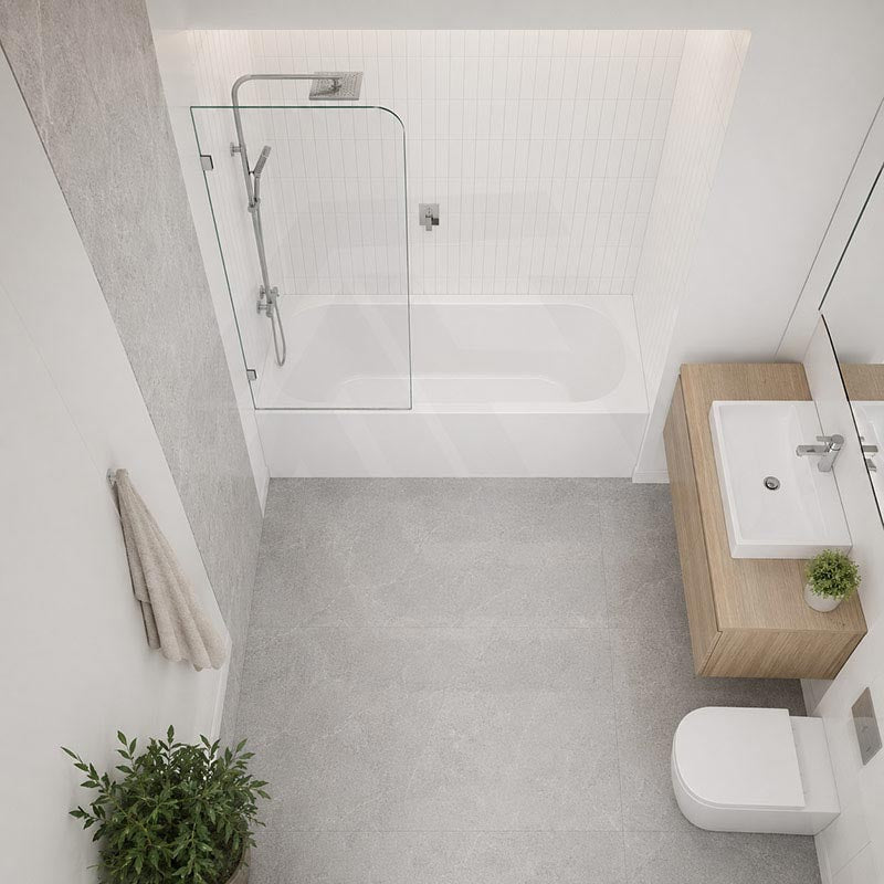 Fienza Curved Edge Fixed Frameless Bathtub Screen 10mm Glass 700/800x1500mm - Variant Colour Fittings