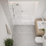 Fienza Curved Edge Fixed Frameless Bathtub Screen 10mm Glass 700/800x1500mm - Variant Colour Fittings