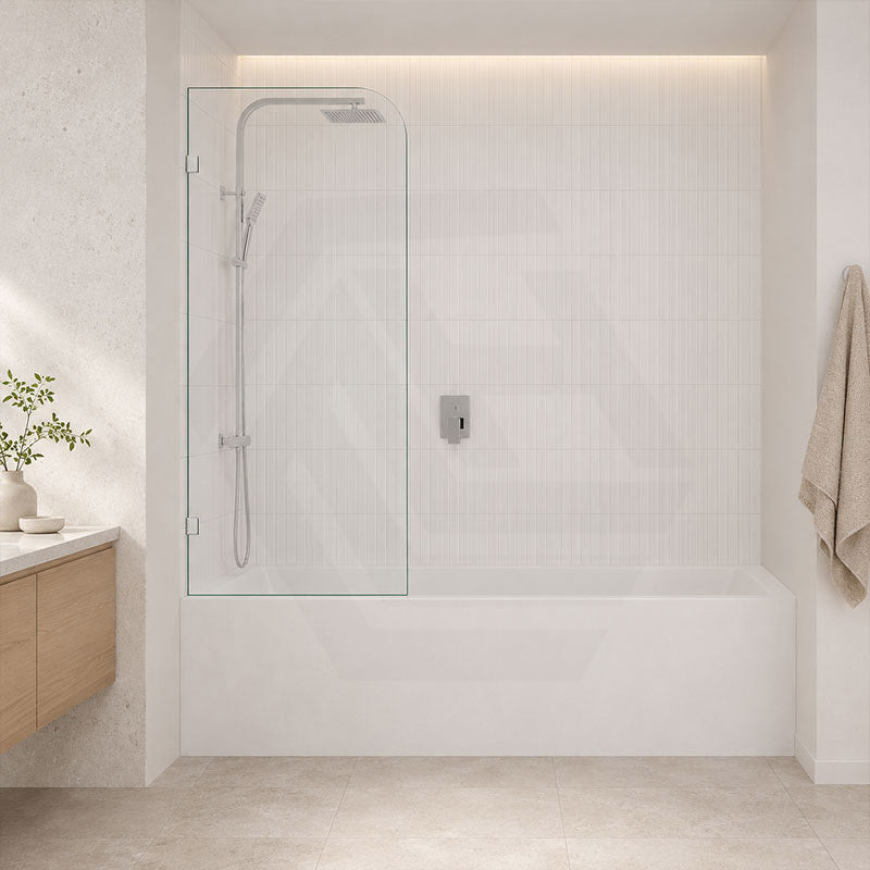 Fienza Curved Edge Fixed Frameless Bathtub Screen 10mm Glass 700/800x1500mm - Variant Colour Fittings