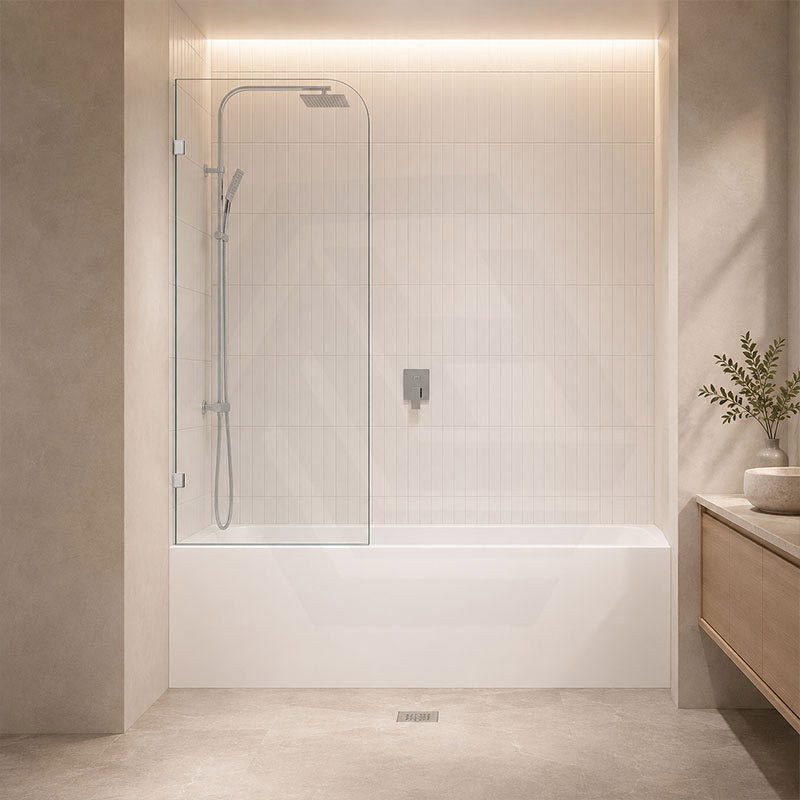 Fienza Curved Edge Fixed Frameless Bathtub Screen 10mm Glass 700/800x1500mm - Variant Colour Fittings