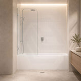 Fienza Curved Edge Fixed Frameless Bathtub Screen 10mm Glass 700/800x1500mm - Variant Colour Fittings