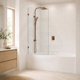 Fienza Curved Edge Fixed Frameless Bathtub Screen 10mm Glass 700/800x1500mm - Variant Colour Fittings