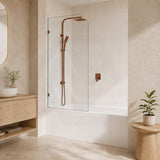 Fienza Curved Edge Fixed Frameless Bathtub Screen 10mm Glass 700/800x1500mm - Variant Colour Fittings