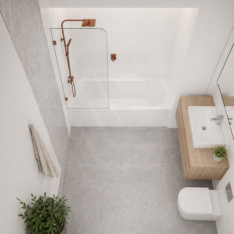 Fienza Curved Edge Fixed Frameless Bathtub Screen 10mm Glass 700/800x1500mm - Variant Colour Fittings