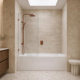 Fienza Curved Edge Fixed Frameless Bathtub Screen 10mm Glass 700/800x1500mm - Variant Colour Fittings
