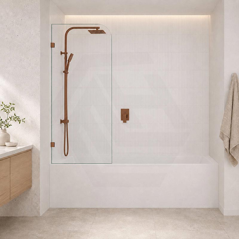 Fienza Curved Edge Fixed Frameless Bathtub Screen 10mm Glass 700/800x1500mm - Variant Colour Fittings