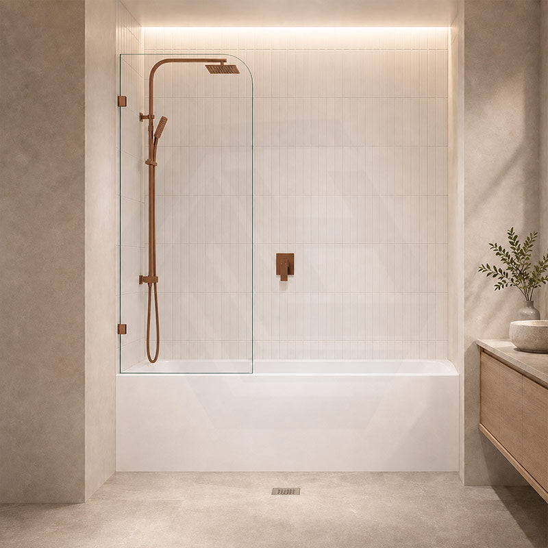 Fienza Curved Edge Fixed Frameless Bathtub Screen 10mm Glass 700/800x1500mm - Variant Colour Fittings