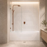 Fienza Curved Edge Fixed Frameless Bathtub Screen 10mm Glass 700/800x1500mm - Variant Colour Fittings