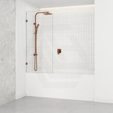 Fienza Curved Edge Fixed Frameless Bathtub Screen 10mm Glass 700/800x1500mm - Variant Colour Fittings
