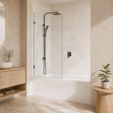 Fienza Curved Edge Fixed Frameless Bathtub Screen 10mm Glass 700/800x1500mm - Variant Colour Fittings