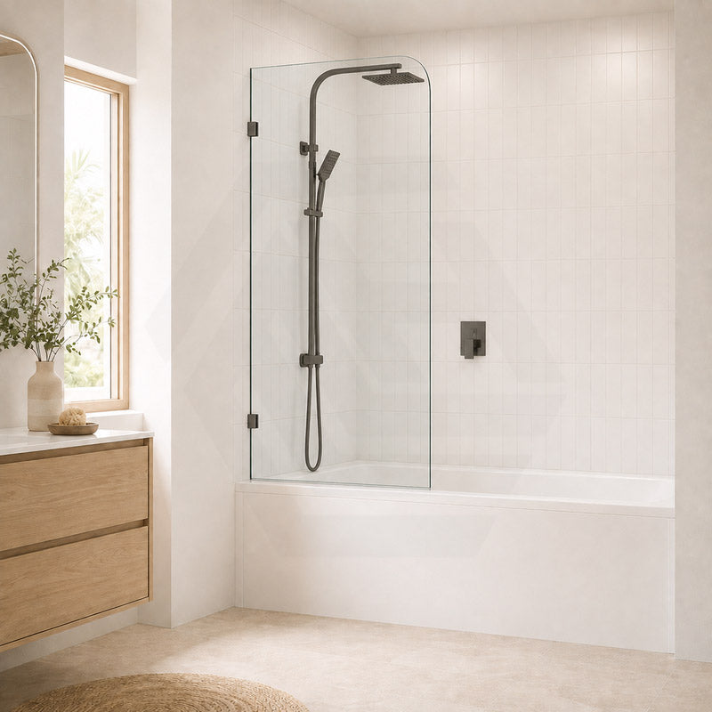 Fienza Curved Edge Fixed Frameless Bathtub Screen 10mm Glass 700/800x1500mm - Variant Colour Fittings