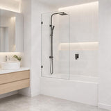 Fienza Curved Edge Fixed Frameless Bathtub Screen 10mm Glass 700/800x1500mm - Variant Colour Fittings