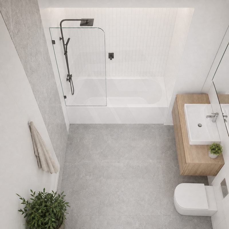Fienza Curved Edge Fixed Frameless Bathtub Screen 10mm Glass 700/800x1500mm - Variant Colour Fittings