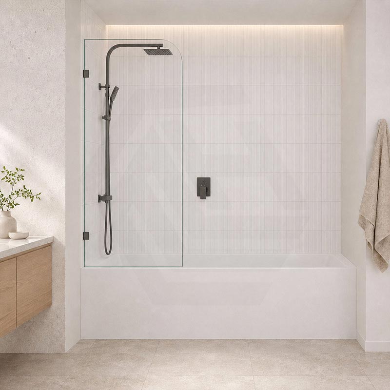 Fienza Curved Edge Fixed Frameless Bathtub Screen 10mm Glass 700/800x1500mm - Variant Colour Fittings