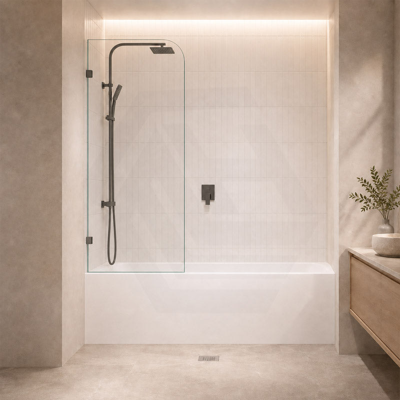 Fienza Curved Edge Fixed Frameless Bathtub Screen 10mm Glass 700/800x1500mm - Variant Colour Fittings
