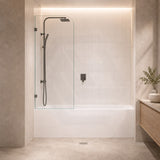 Fienza Curved Edge Fixed Frameless Bathtub Screen 10mm Glass 700/800x1500mm - Variant Colour Fittings