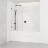 Fienza Curved Edge Fixed Frameless Bathtub Screen 10mm Glass 700/800x1500mm - Variant Colour Fittings