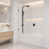 Fienza Curved Edge Fixed Frameless Bathtub Screen 10mm Glass 700/800x1500mm - Variant Colour Fittings