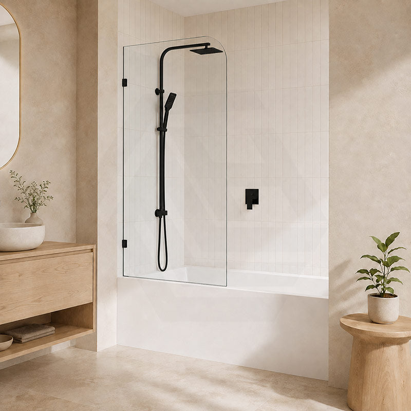 Fienza Curved Edge Fixed Frameless Bathtub Screen 10mm Glass 700/800x1500mm - Variant Colour Fittings